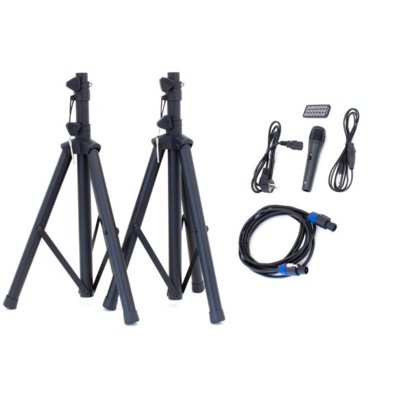 Thunder TMX-12 SET 500/1000W (12″) aktív hangfalszett + ÁLLVÁNY (MP3 + Bluetooth + FM)