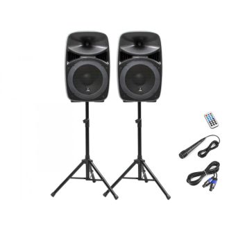   Thunder TMX-15 SET 700/1400W (15″) aktív hangfalszett + ÁLLVÁNY (MP3 + Bluetooth + FM)