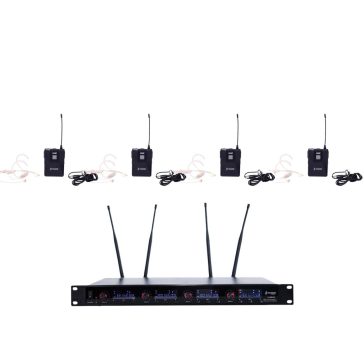   Thunder U-4008 4HT UHF rádiós mikrofon (4 db CSÍPTETŐS + 4 db FEJ mikrofon) + Koffer