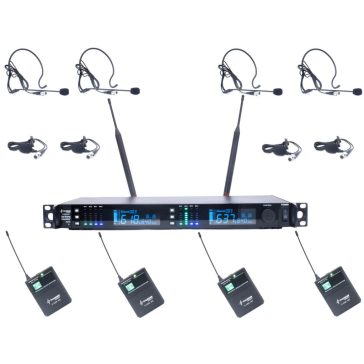   Thunder U-4308 4HT profi rádiós mikrofon szett (4 db CSÍPTETŐS + 4 db FEJ mikrofon) + Koffer
