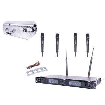   Thunder U-4308 4ND UHF profi rádiós mikrofon szett (4 db KÉZI mikrofon) + Koffer