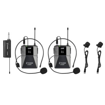   Thunder U-802BP UHF vezeték nélküli, akkus mikrofon szett (2 db CSÍPTETŐS + 2 db FEJ mikrofon)