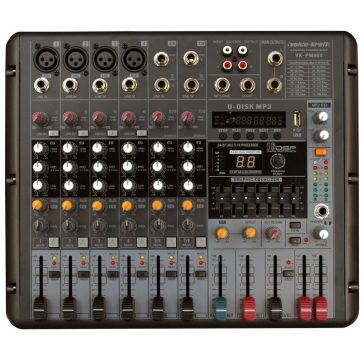 Voice-Kraft VK-PM808 Powermixer, 2x200W/4Ohm, MP3 lejátszó