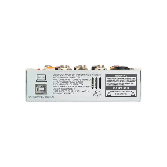 Voice-Kraft VK-UPC Keverőpult és hangkártya 2 Monó/1 Sztereó csatorna, USB interface, Bluetooth