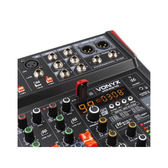 Vonyx VM-KG10 10 Csatornás keverő, Bluetooth, DSP, USB Vonyx VM-KG10 10 Csatornás keverő, Bluetooth, DSP, USB