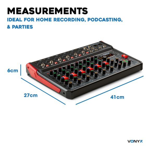 Vonyx VM-KG10 10 Csatornás keverő, Bluetooth, DSP, USB Vonyx VM-KG10 10 Csatornás keverő, Bluetooth, DSP, USB