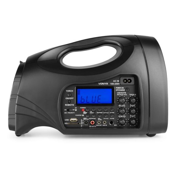 Vonyx ST-016 hordozható akkus hangfal 2db rádiós mikrofonnal, MP3/BT/Lámpa