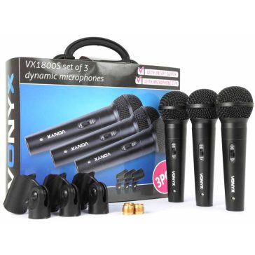   Vonyx VX1800S 3db professzionális vezetékes dinamikus mikrofon + koffer