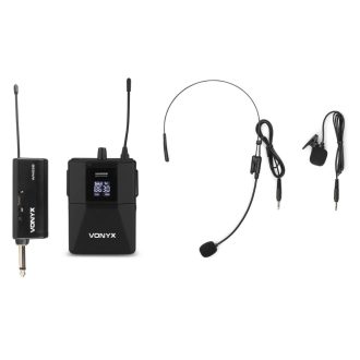   Vonyx WM55B Vezeték nélküli UHF mikrofon szett (1 db CSÍPTETŐS + 1 db FEJ mikrofon)