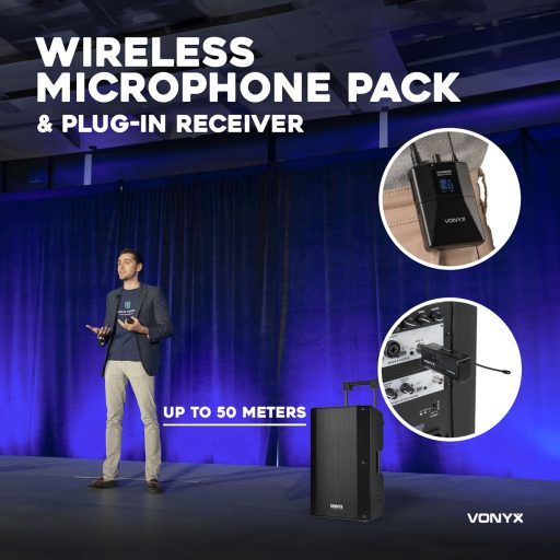 Vonyx WM55B Vezeték nélküli UHF mikrofon szett (1 db CSÍPTETŐS + 1 db FEJ mikrofon)