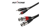 Roxtone 2x XLR alj - 2x RCA dugó szerelt kábel 3m