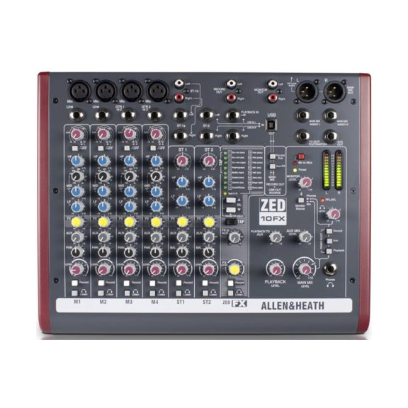 Allen & Heath ZED-10FX keverőpult (4 monó/2 sztereó csatorna, 1 AUX, USB, effekt) Allen & Heath ZED-10FX keverőpult (4 monó/2 sztereó csatorna, 1 AUX, USB, effekt)