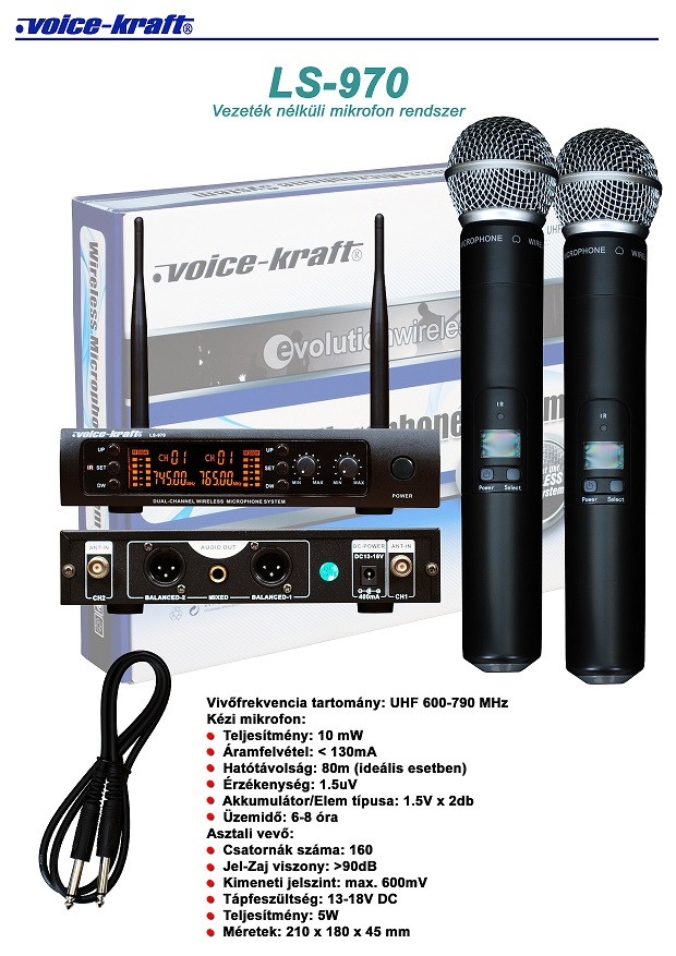 Image of Voice-Kraft LS-970 UHF dupla kézi mikrofon szett