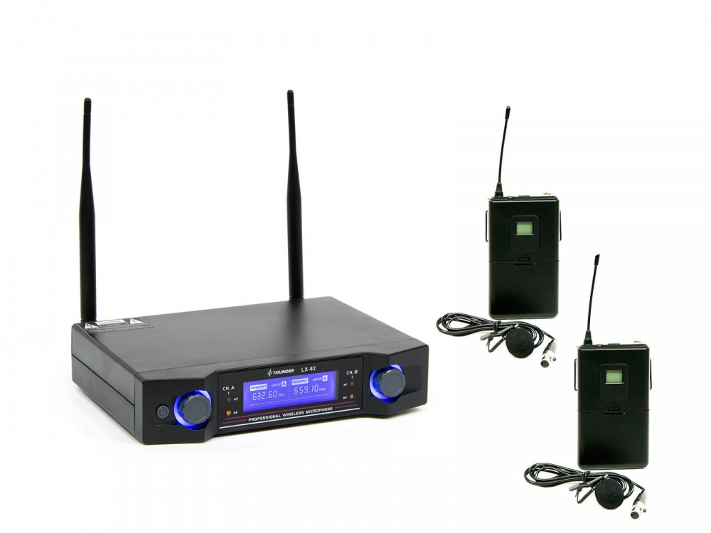 Image of Thunder LX-82 2T UHF vezeték nélküli mikrofon szett (2 db CSÍPTETŐS mikrofon)