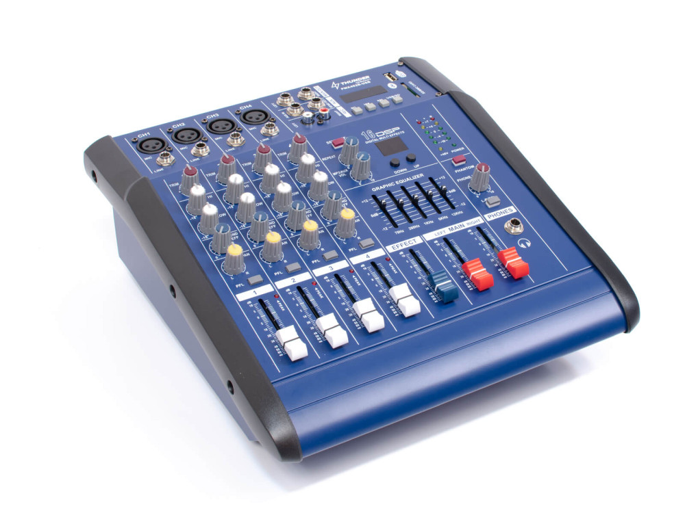 Image of Thunder PMX402D-USB 2x500W, 4 csatornás keverőerősítő + Bluetooth