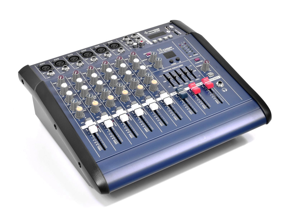 Image of Thunder PMX602D-USB 2x500W, 6 csatornás keverőerősítő + Bluetooth