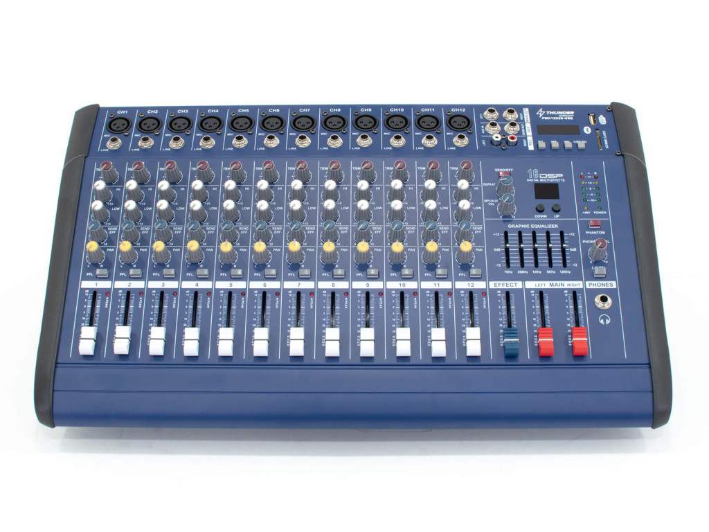 Image of Thunder PMX1202D-USB 2x500W, 12 csatornás keverőerősítő + Bluetooth